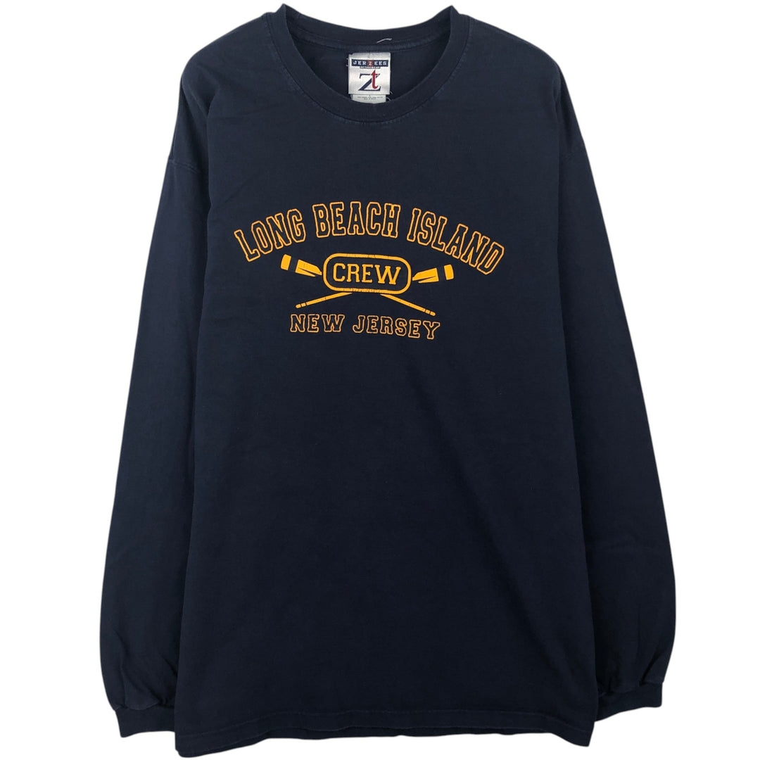 Jerzees Long-Sleeve T-Shirt (Men's Size L) cotton navy blue type Vintage Second Hand