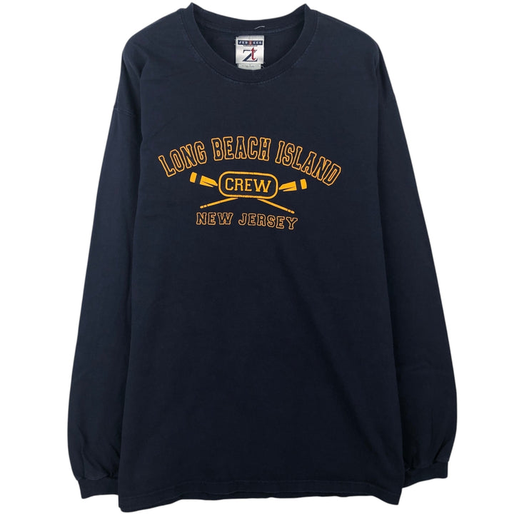 Jerzees Long-Sleeve T-Shirt (Men's Size L) cotton navy blue type Vintage Second Hand