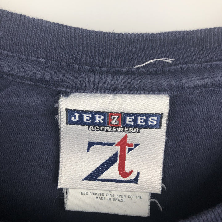 Jerzees Long-Sleeve T-Shirt (Men's Size L) cotton navy blue type Vintage Second Hand