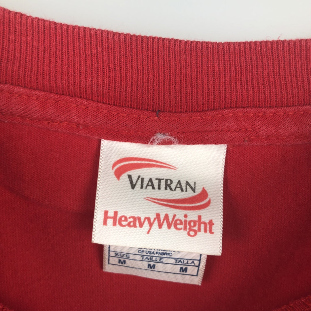 VIATRAN HeavyWeight College Long-Sleeve T-Shirt (Men's Size M) cotton red type Vintage Second Hand