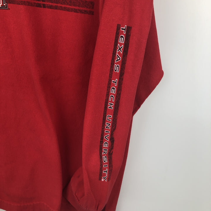 VIATRAN HeavyWeight College Long-Sleeve T-Shirt (Men's Size M) cotton red type Vintage Second Hand