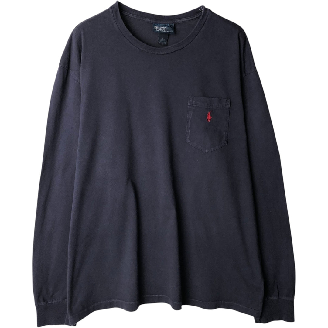 Ralph Lauren POLO by Ralph Lauren long-sleeved T-shirt, men's size L cotton navy blue type Vintage Second Hand