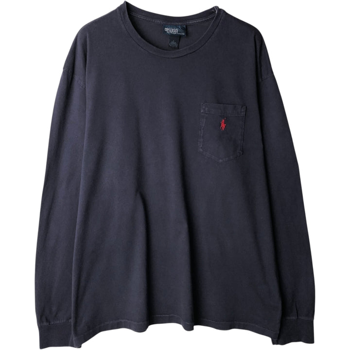 Ralph Lauren POLO by Ralph Lauren long-sleeved T-shirt, men's size L cotton navy blue type Vintage Second Hand