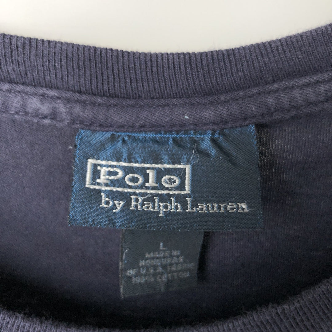 Ralph Lauren POLO by Ralph Lauren long-sleeved T-shirt, men's size L cotton navy blue type Vintage Second Hand