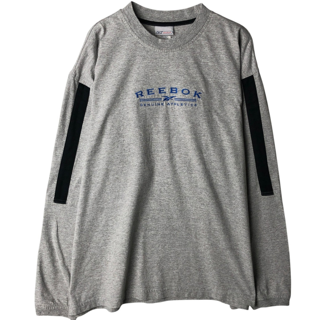 2000'S Reebok Long-Sleeve T-Shirt, Made in Canada, Men's Size L (approx.) cotton gray type Vintage Second Hand