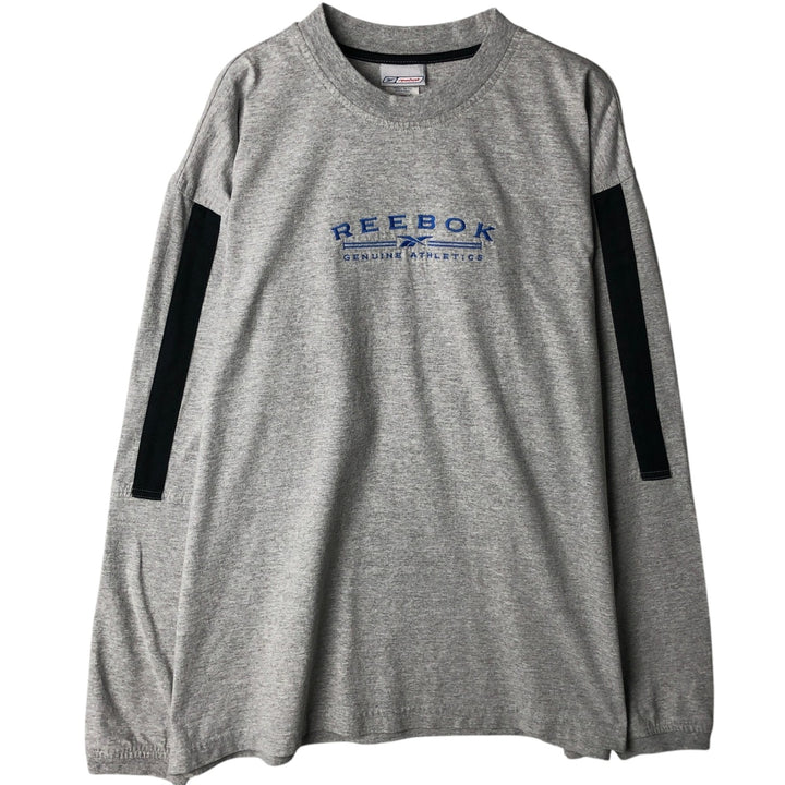 2000'S Reebok Long-Sleeve T-Shirt, Made in Canada, Men's Size L (approx.) cotton gray type Vintage Second Hand