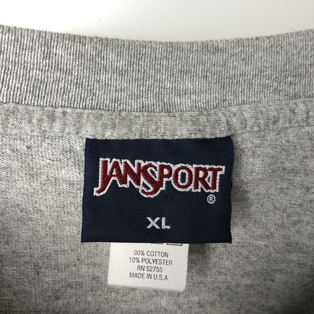 90'S Jansport Long Sleeve T-Shirt, Made in USA, Men's XL, Vintage cotton gray type Vintage Second Hand
