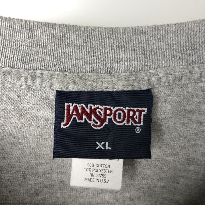 90'S Jansport Long Sleeve T-Shirt, Made in USA, Men's XL, Vintage cotton gray type Vintage Second Hand