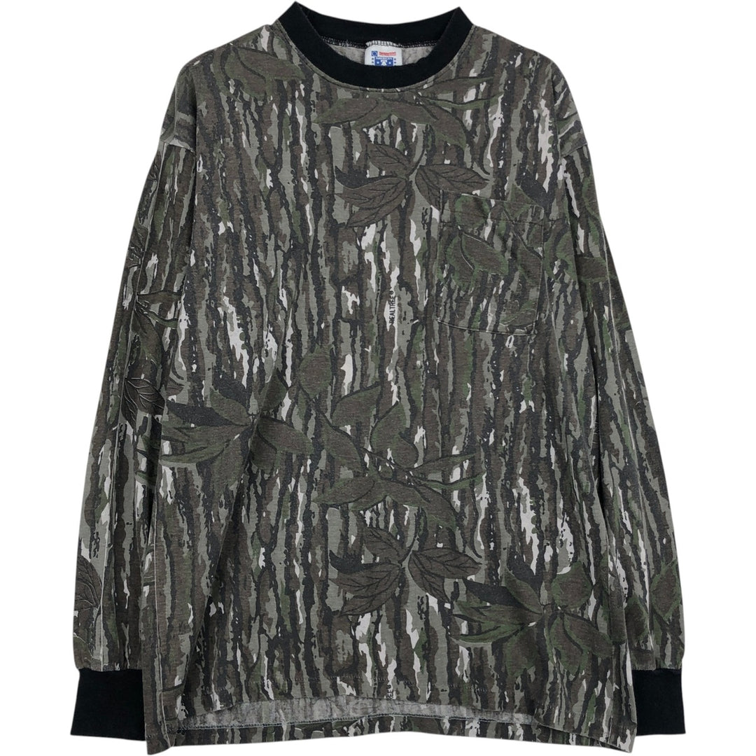 90'S AMERICAS FINEST Real Tree Camo Long-Sleeve T-Shirt, Made in USA, Men's XL (approx.), Vintage cotton Khaki type brown Vintage Second Hand
