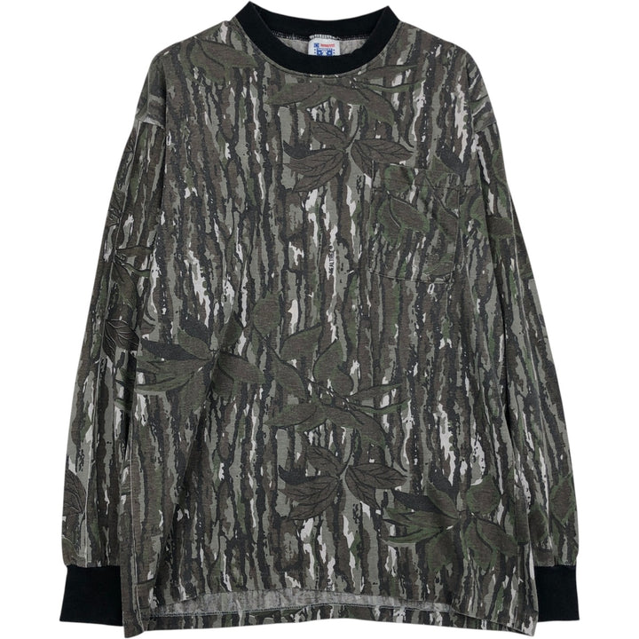 90'S AMERICAS FINEST Real Tree Camo Long-Sleeve T-Shirt, Made in USA, Men's XL (approx.), Vintage cotton Khaki type brown Vintage Second Hand