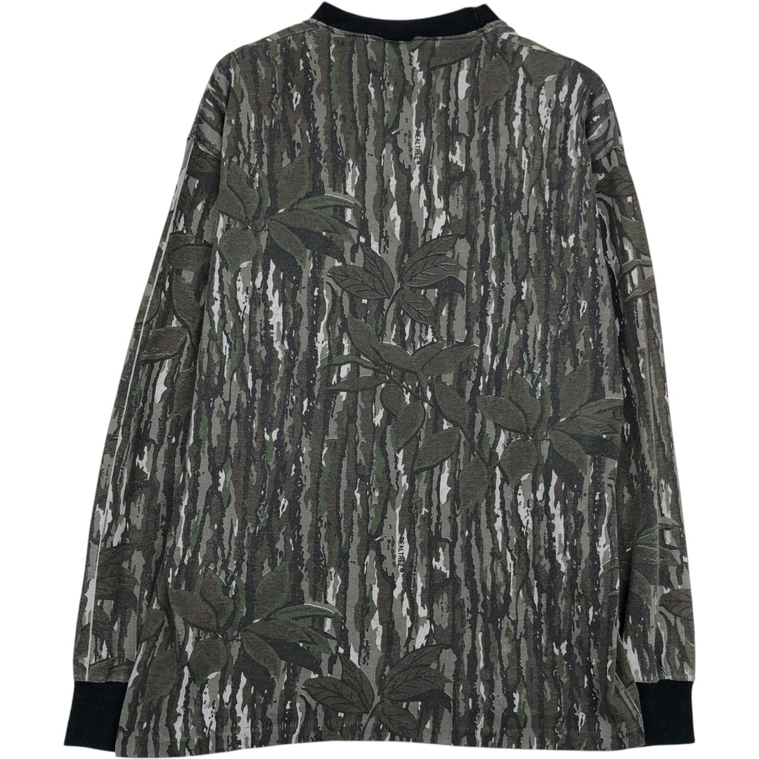 90'S AMERICAS FINEST Real Tree Camo Long-Sleeve T-Shirt, Made in USA, Men's XL (approx.), Vintage cotton Khaki type brown Vintage Second Hand