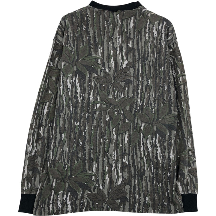 90'S AMERICAS FINEST Real Tree Camo Long-Sleeve T-Shirt, Made in USA, Men's XL (approx.), Vintage cotton Khaki type brown Vintage Second Hand