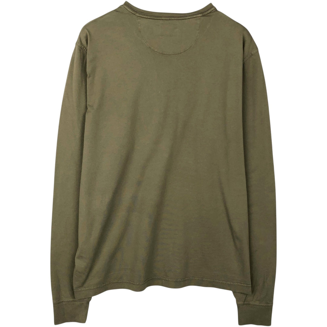 Brooks Brothers RED FLEECE Henley Neck Long-Sleeve T-Shirt (Men's XL equivalent) cotton Khaki type Vintage Second Hand