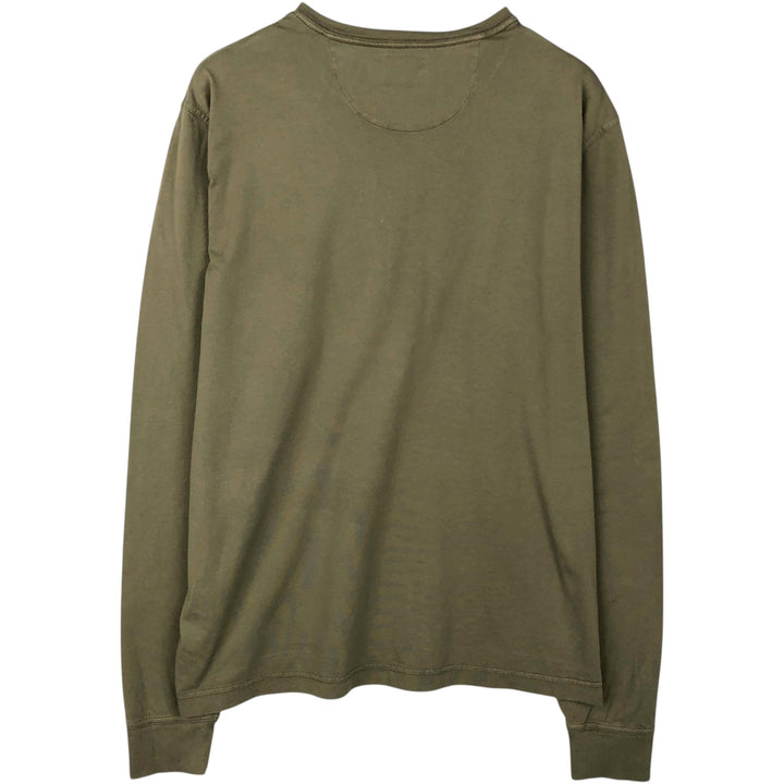Brooks Brothers RED FLEECE Henley Neck Long-Sleeve T-Shirt (Men's XL equivalent) cotton Khaki type Vintage Second Hand