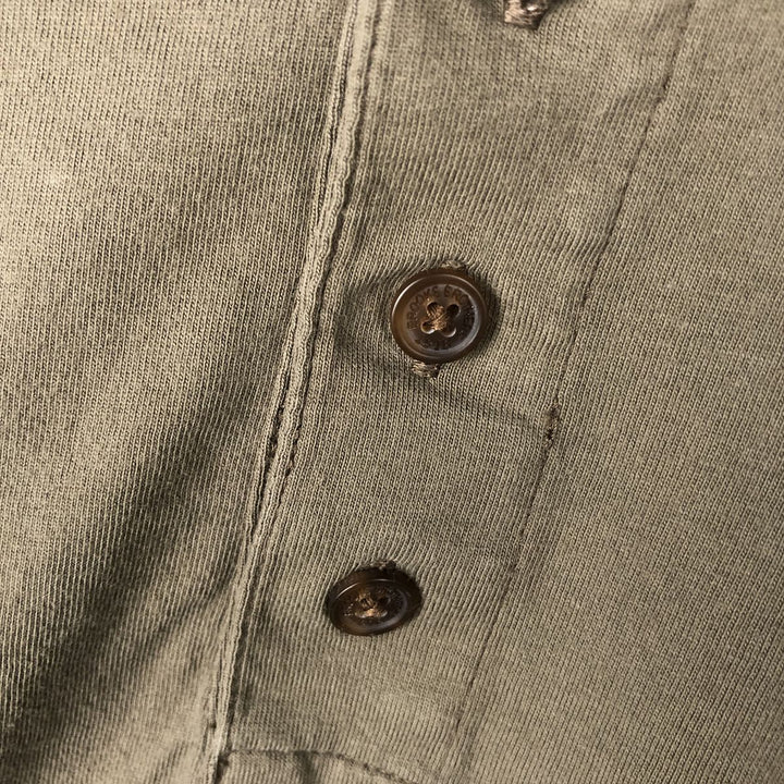 Brooks Brothers RED FLEECE Henley Neck Long-Sleeve T-Shirt (Men's XL equivalent) cotton Khaki type Vintage Second Hand