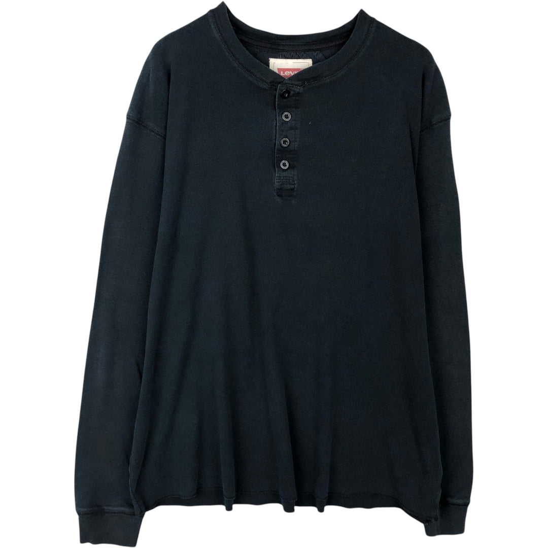 Levi's Henley neck long T-shirt, men's size XL cotton navy blue type Vintage Second Hand