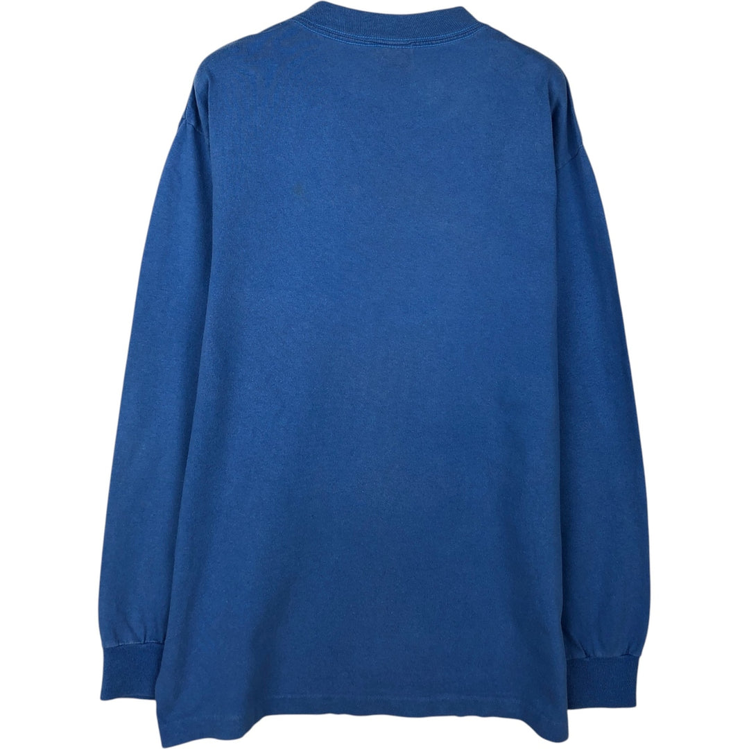 90'S Anvil Long Sleeve T-Shirt, Made in USA, Men's L Size, Vintage cotton blue type Vintage Second Hand