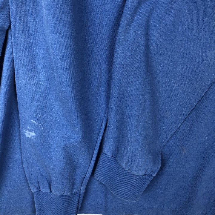 90'S Anvil Long Sleeve T-Shirt, Made in USA, Men's L Size, Vintage cotton blue type Vintage Second Hand