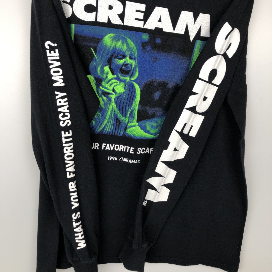 SCREAM Movie Long-Sleeve T-Shirt (Men's Size M) cotton black type Vintage Second Hand