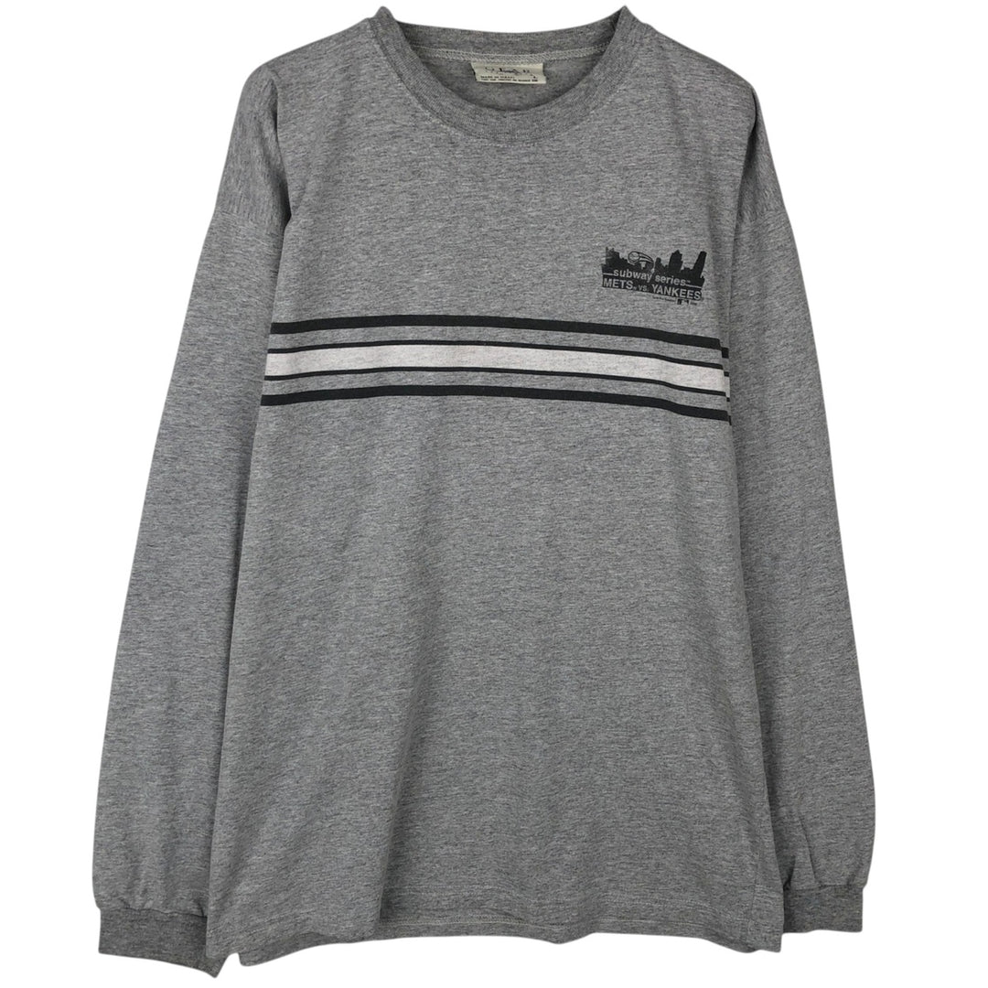 2000'S GEAR SUBWAY SERIES Long-Sleeve T-Shirt (Men's Size L) cotton gray type Vintage Second Hand