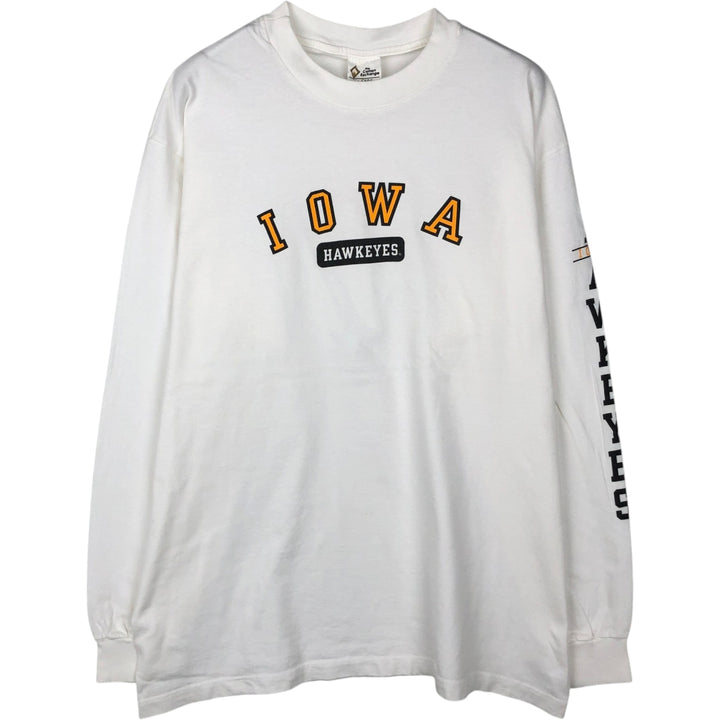90s-era THE COTTON EXCHANGE IOWA University of Iowa College Long-Sleeve T-Shirt, Made in USA, Men's XL equivalent, Vintage cotton white type Vintage Second Hand