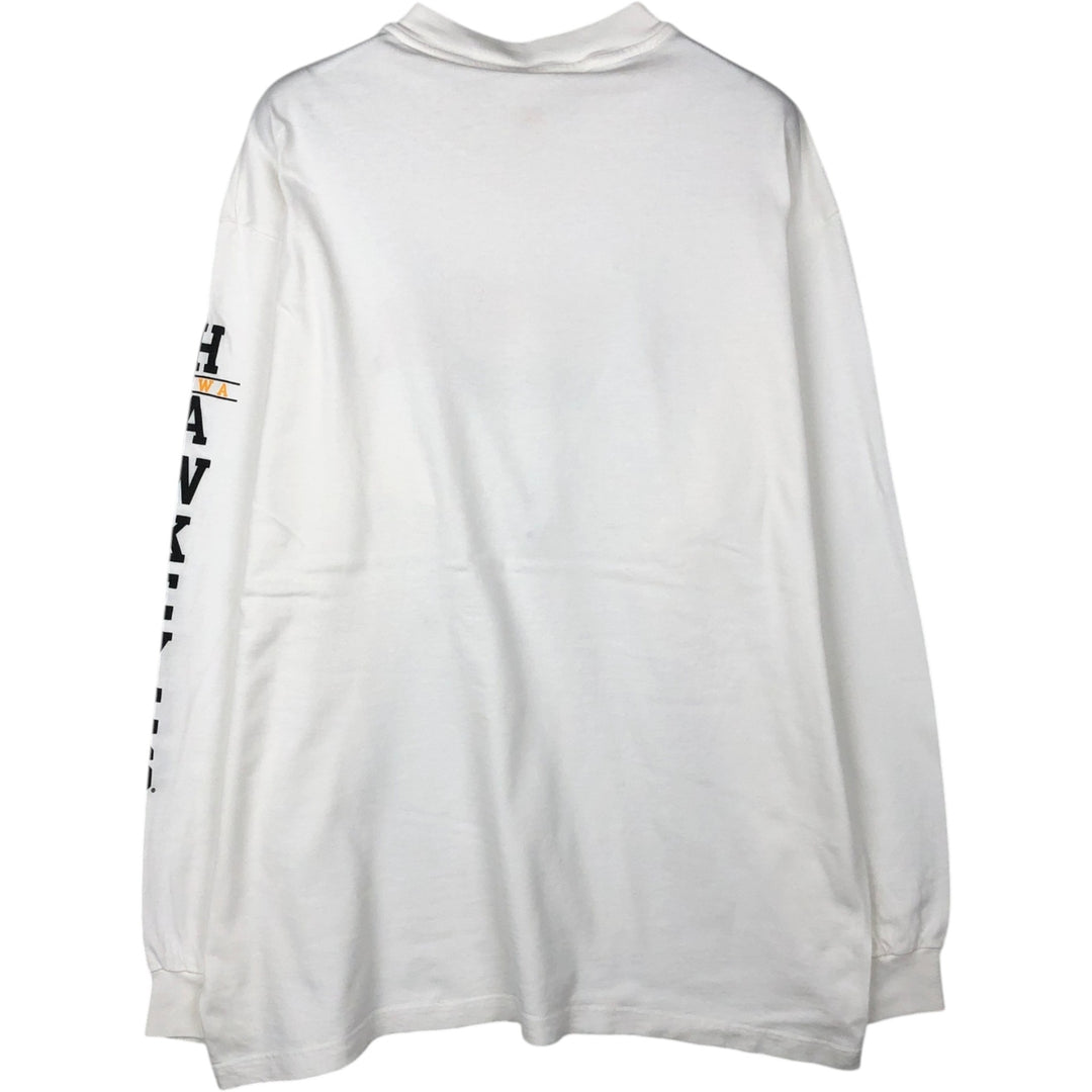 90s-era THE COTTON EXCHANGE IOWA University of Iowa College Long-Sleeve T-Shirt, Made in USA, Men's XL equivalent, Vintage cotton white type Vintage Second Hand