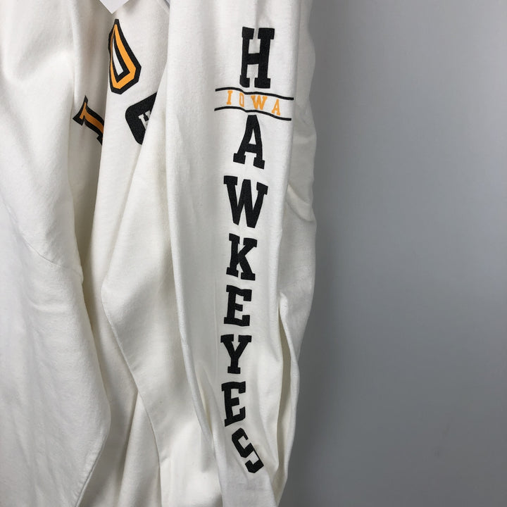 90s-era THE COTTON EXCHANGE IOWA University of Iowa College Long-Sleeve T-Shirt, Made in USA, Men's XL equivalent, Vintage cotton white type Vintage Second Hand