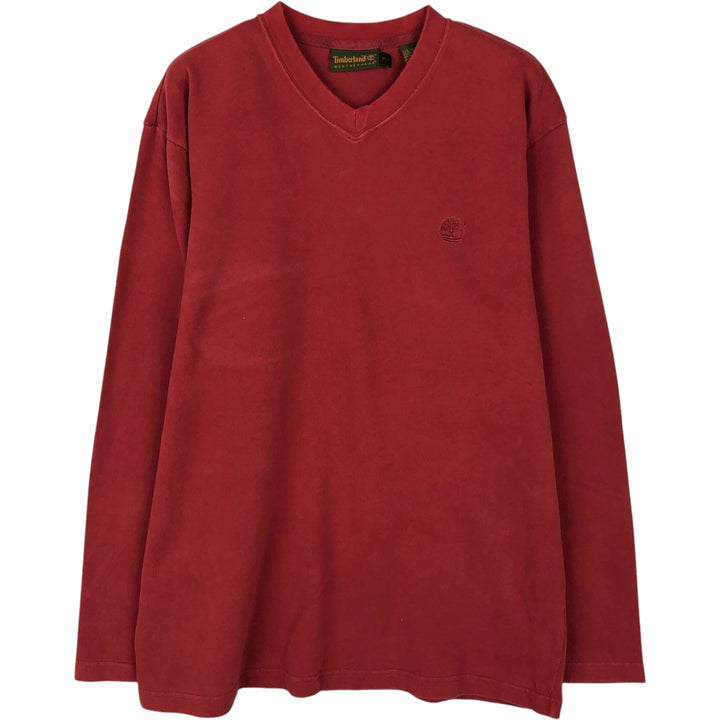 90s-00'S Timberland V-neck Long-sleeve T-shirt, Men's Size M (approx.), Vintage cotton red type reddish brown Vintage Second Hand
