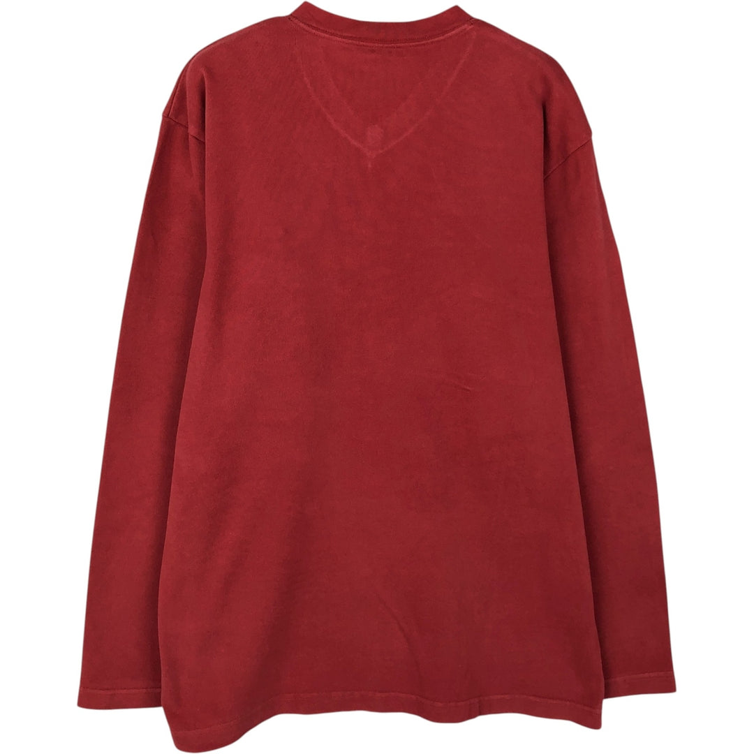 90s-00'S Timberland V-neck Long-sleeve T-shirt, Men's Size M (approx.), Vintage cotton red type reddish brown Vintage Second Hand