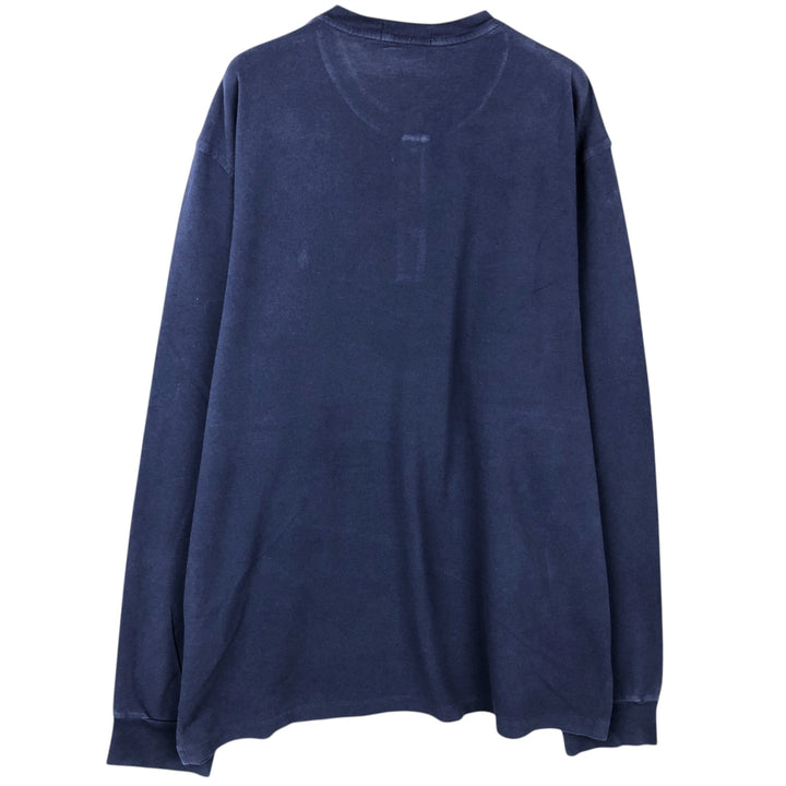 Ralph Lauren POLO RALPH LAUREN Henley Neck Long-Sleeve T-Shirt (Men's Size XL) cotton navy blue type Vintage Second Hand