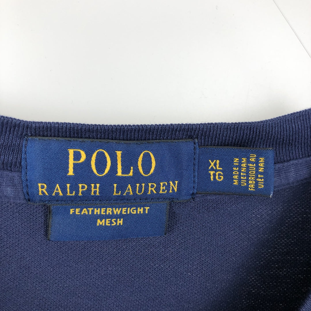 Ralph Lauren POLO RALPH LAUREN Henley Neck Long-Sleeve T-Shirt (Men's Size XL) cotton navy blue type Vintage Second Hand