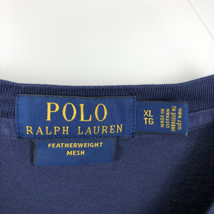 Ralph Lauren POLO RALPH LAUREN Henley Neck Long-Sleeve T-Shirt (Men's Size XL) cotton navy blue type Vintage Second Hand