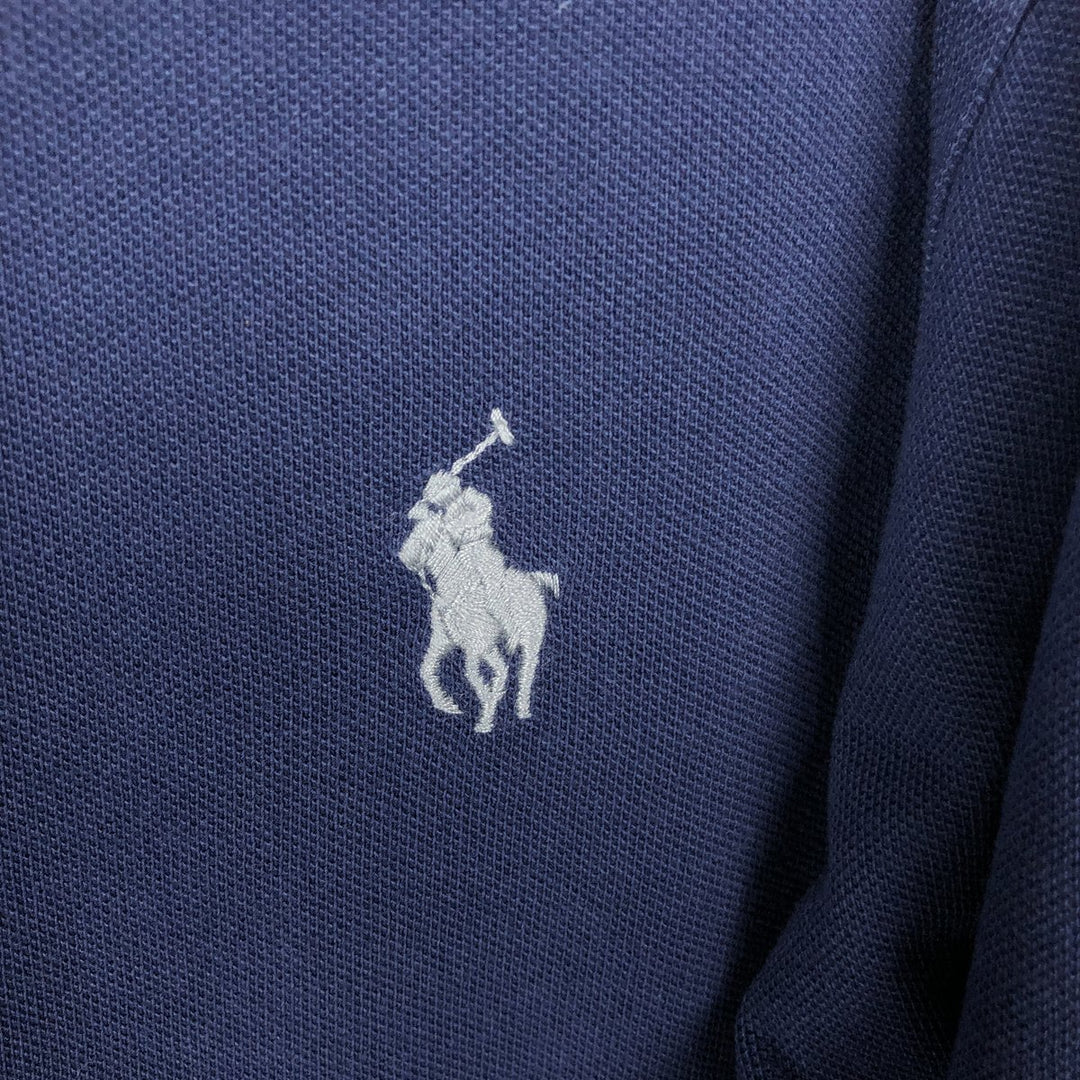 Ralph Lauren POLO RALPH LAUREN Henley Neck Long-Sleeve T-Shirt (Men's Size XL) cotton navy blue type Vintage Second Hand