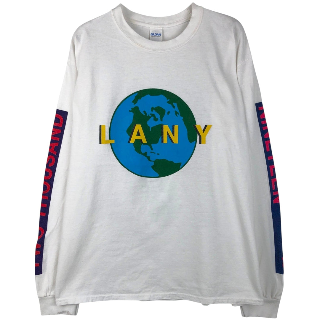 Gildan LANY Long-Sleeve Band T-Shirt (Men's Size L) cotton white type Vintage Second Hand