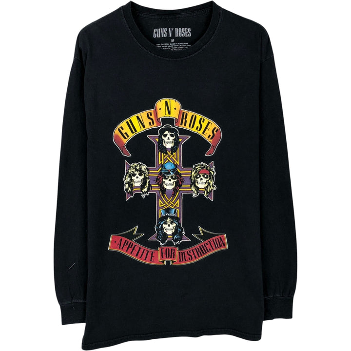 GUNS N' ROSES Guns N' Roses Long Sleeve T-Shirt, Men's Size M cotton black type Vintage Second Hand