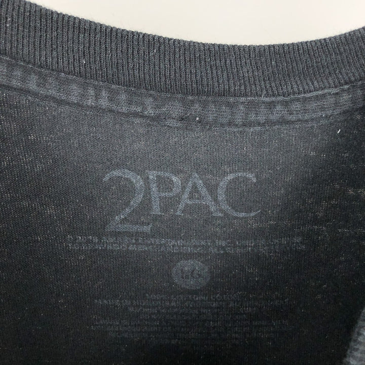 2pac Long-Sleeve Wrap T-Shirt (Men's Size L) cotton black type Vintage Second Hand