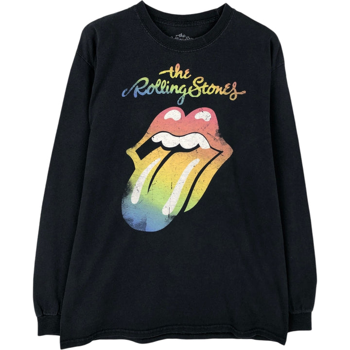 The Rolling Stones Long-Sleeve Band T-Shirt (Men's Size S) cotton black type Vintage Second Hand