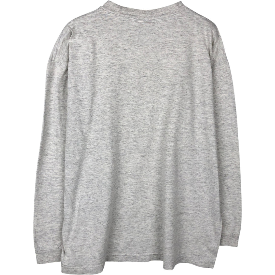 90'S Q-TEES College Long-Sleeve T-Shirt, Made in USA, Men's Size L (Equivalent), Vintage cotton gray type Vintage Second Hand