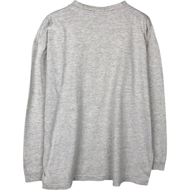 90'S Q-TEES College Long-Sleeve T-Shirt, Made in USA, Men's Size L (Equivalent), Vintage cotton gray type Vintage Second Hand