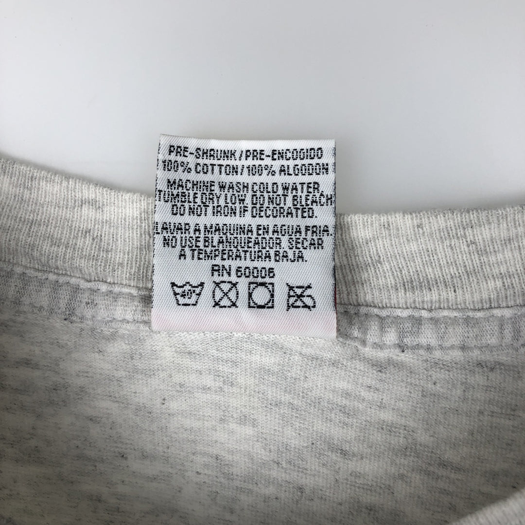 90'S Q-TEES College Long-Sleeve T-Shirt, Made in USA, Men's Size L (Equivalent), Vintage cotton gray type Vintage Second Hand