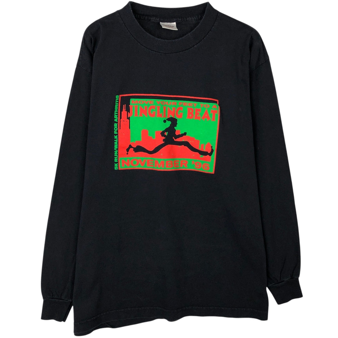 90'S Murina Long-Sleeve T-Shirt, Made in USA, Men's Size L (Equivalent), Vintage cotton black type Vintage Second Hand