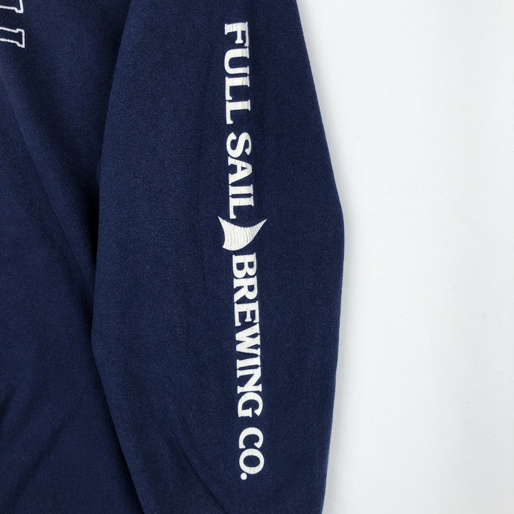 90'S Hanes BEEFY-T Full Sail Brewing Advertising Long-Sleeve T-Shirt, Made in USA, Men's XL Equivalent, Vintage cotton navy blue type Vintage Second Hand