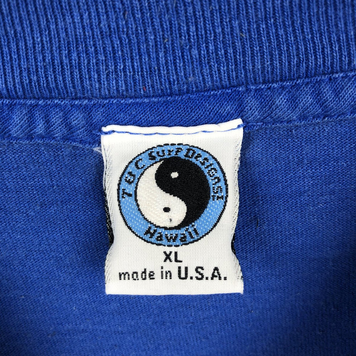 90'S T&C Surf Designs Long-Sleeve T-Shirt, Made in USA, Men's XL equivalent. cotton blue type Vintage Second Hand