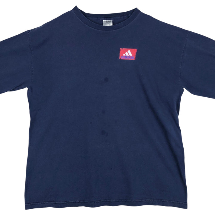 90'S Adidas Foot Locker Long-Sleeve T-Shirt, Made in USA, Men's XL equivalent, Vintage cotton navy blue type Vintage Second Hand