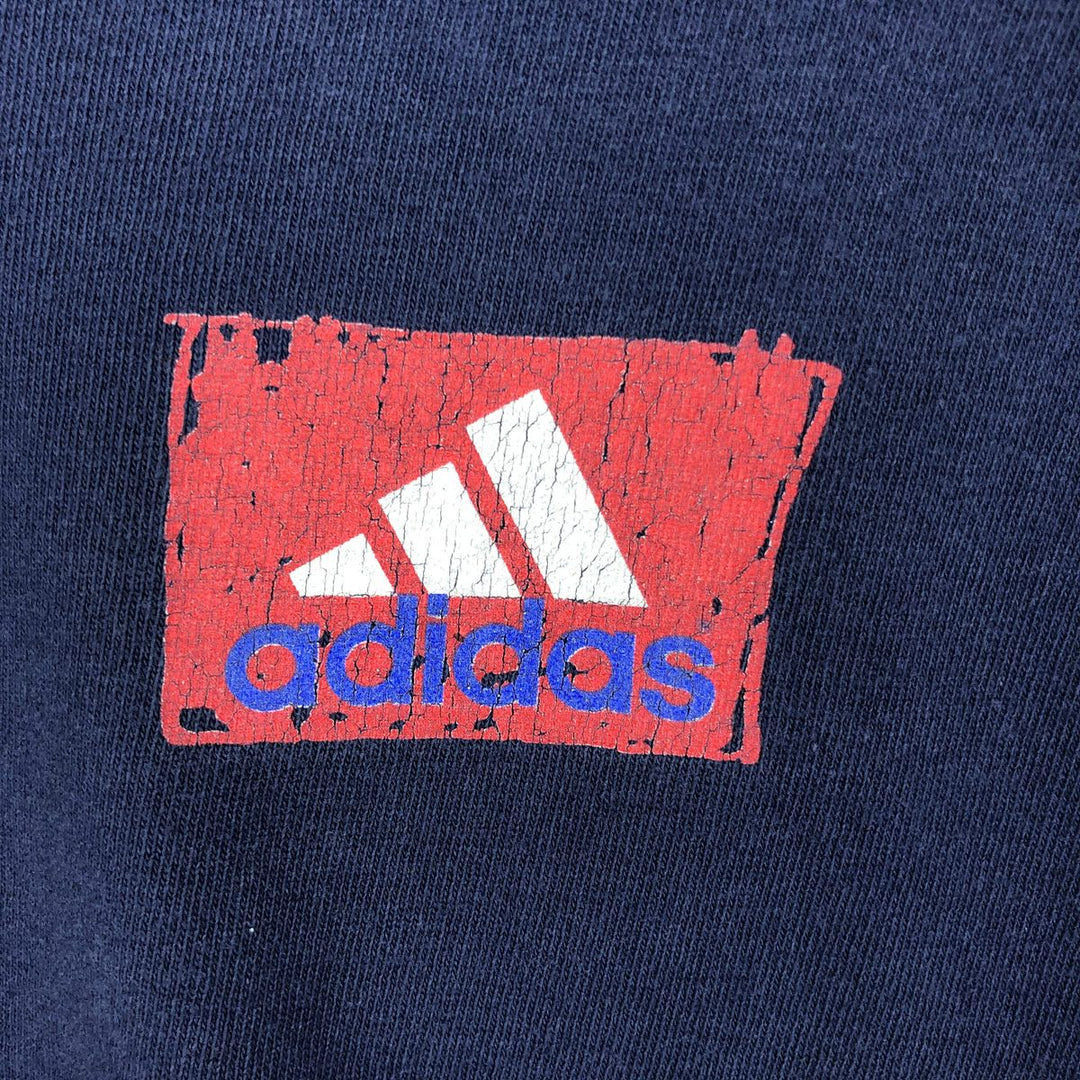 90'S Adidas Foot Locker Long-Sleeve T-Shirt, Made in USA, Men's XL equivalent, Vintage cotton navy blue type Vintage Second Hand