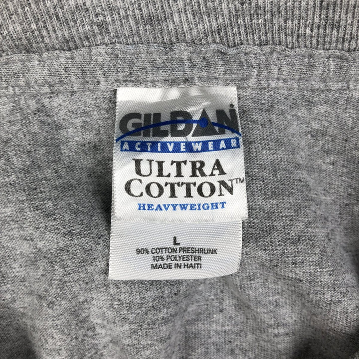 2000'S Gildan Fire Pattern Long-Sleeve T-Shirt (Men's Size L) cotton gray type Vintage Second Hand