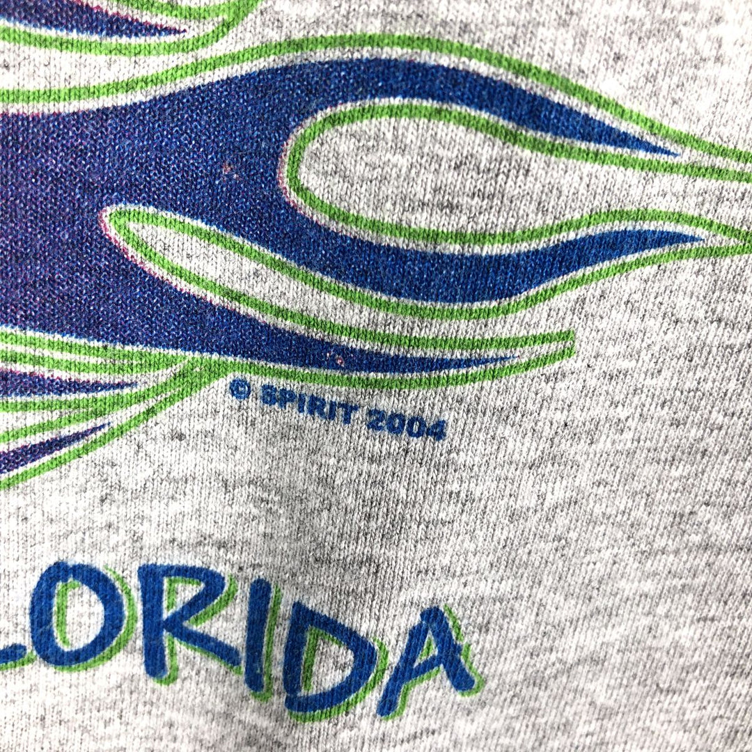 2000'S Gildan Fire Pattern Long-Sleeve T-Shirt (Men's Size L) cotton gray type Vintage Second Hand