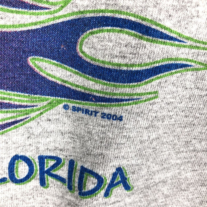 2000'S Gildan Fire Pattern Long-Sleeve T-Shirt (Men's Size L) cotton gray type Vintage Second Hand