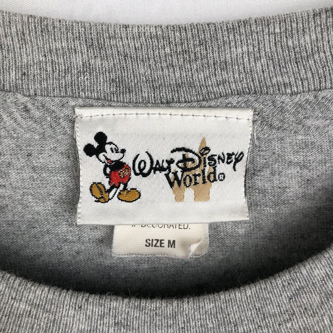 90'S Walt Disney World Mickey Mouse Print Long-Sleeve T-Shirt (Men's Size M equivalent) Vintage cotton gray type Vintage Second Hand