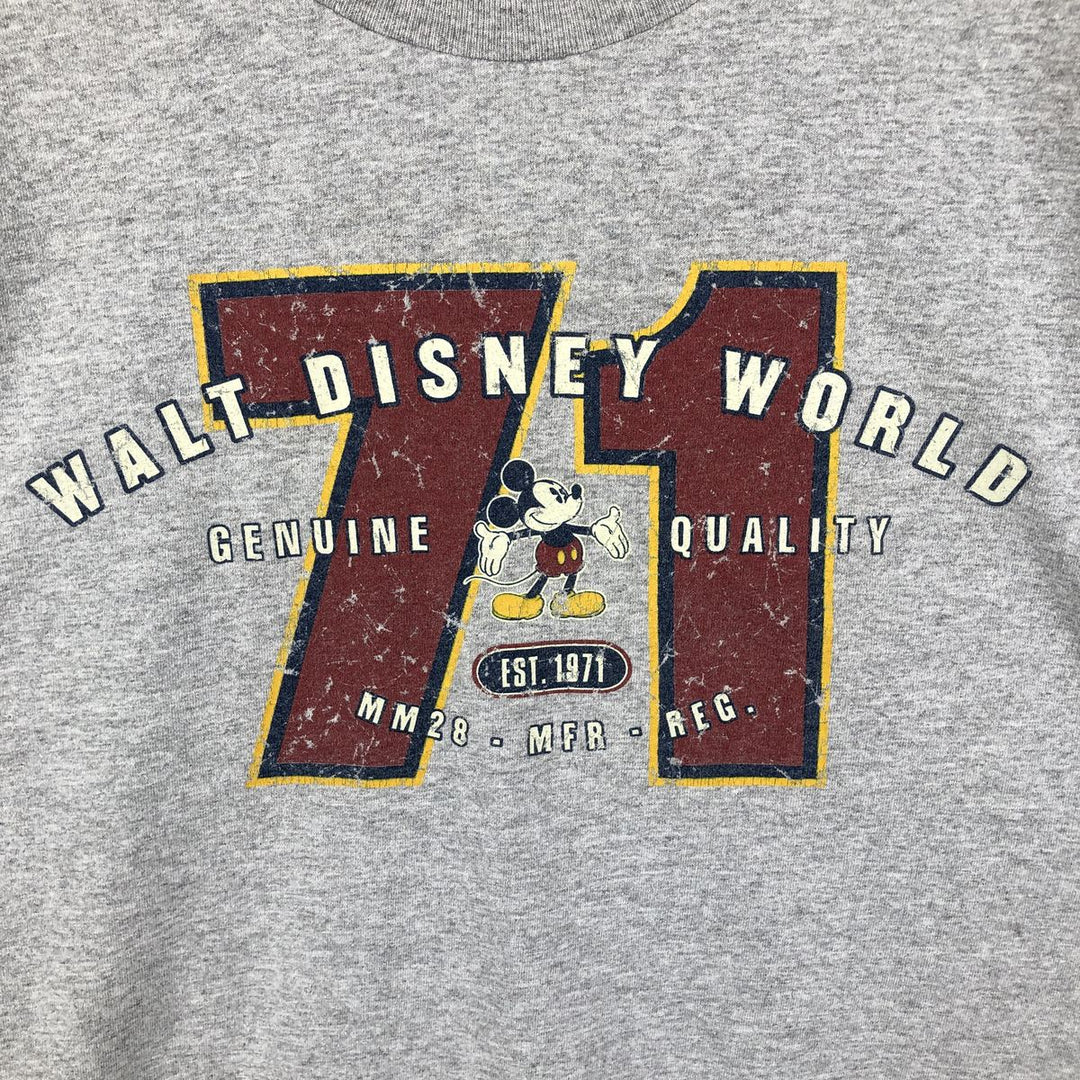 90'S Walt Disney World Mickey Mouse Print Long-Sleeve T-Shirt (Men's Size M equivalent) Vintage cotton gray type Vintage Second Hand